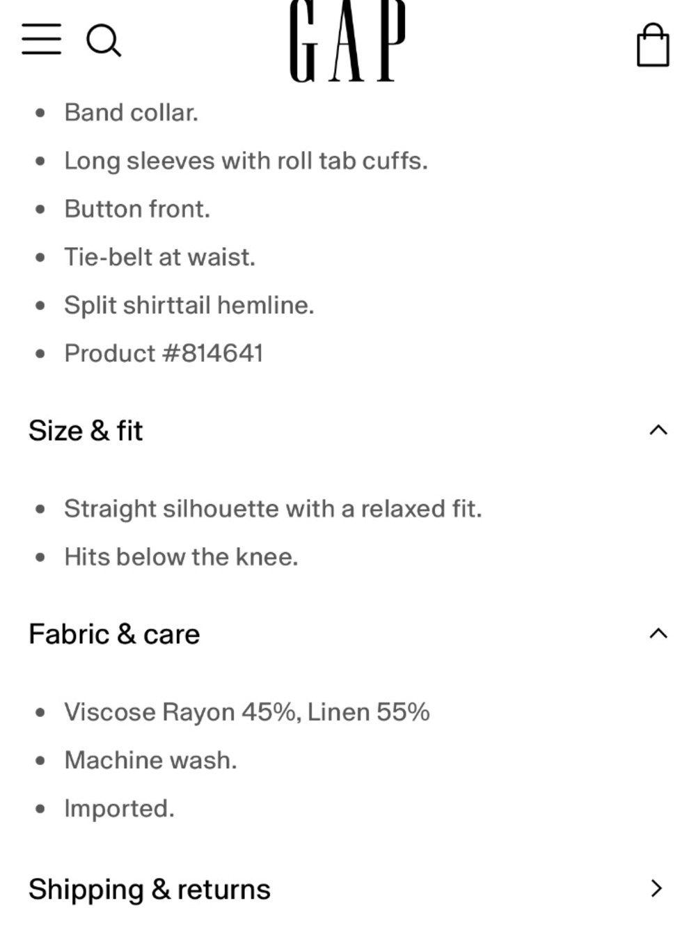 GAP Linen Blend Belted Shirtdress Tall-Medium Grey/White stripe - Picture 15 of 16